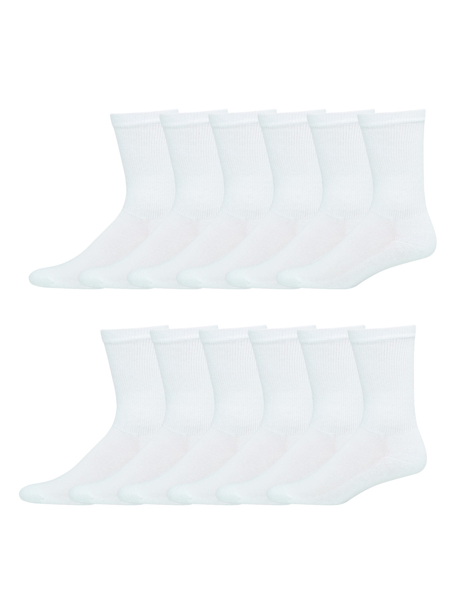 12-Pairs Hanes Girls Comfortblend Crew Socks White ALL SIZES 