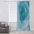 thumbnail image 3 of Marble Teal Blue Semi Sheer Curtains Drapes for Living Room,Bedroom,French Doors Window 84 Inches Long,Modern Rose Floral Ink Art Silver Lines Rod Pocket Chiffon Curtain Drapery Voile Drape Panel, 3 of 6