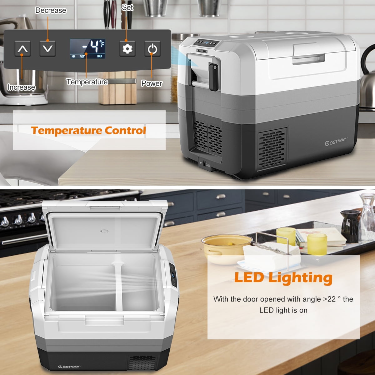 Costway 58 Quart Portable Electric Car Cooler Refrigerator Compressor Freezer for RVs Camping