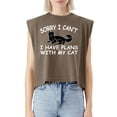thumbnail image 5 of EcoLoom Sorry I Can't I Have Plans With My Cat Cap Sleeve Muscle Crop Shirt Women Sleeveless Baby Tee, 5 of 5