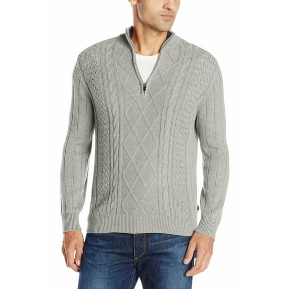 IZOD Men's Solid Color Long Sleeve 1/4 Zip Aran Sweater