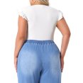 thumbnail image 3 of Agnes Orinda Justaucorps pour Femmes Grande Taille Extensible Col Rond Manches Courtes Ajusté Décontracté Basique 4X Blanc, 3 of 5