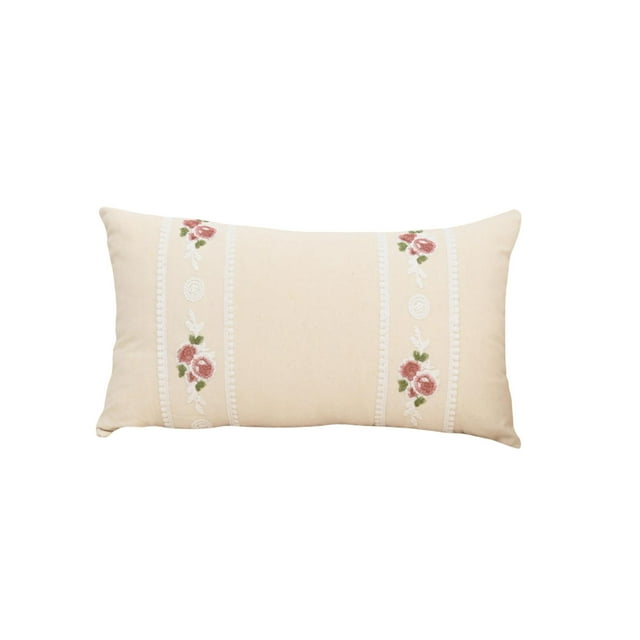 Almohada de Apoyo Lumbar Almohada Bordada, Cojín, Almohada Rosa, Cabeza de Sofá, Apoyo Lumbar, Funda de Almohada Simple, Regalo de Vacaciones