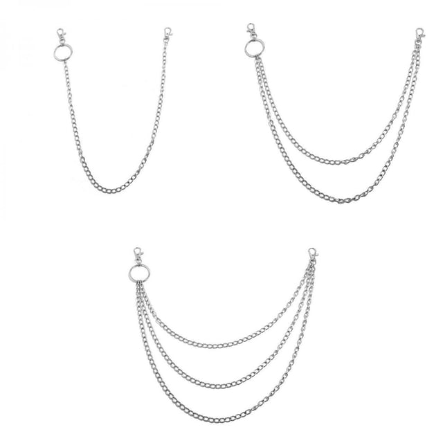 Collar de capa de cadena de monedero de plata de hierro de 3 piezas Manojo de llaves góticas