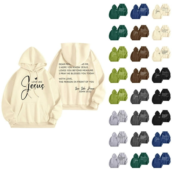 Dear Person Behind Me Jesus Hoodies for Women Fall Winter Long Sleeve Christian Hooded Sweatshirt with Pockets Pullover Tops