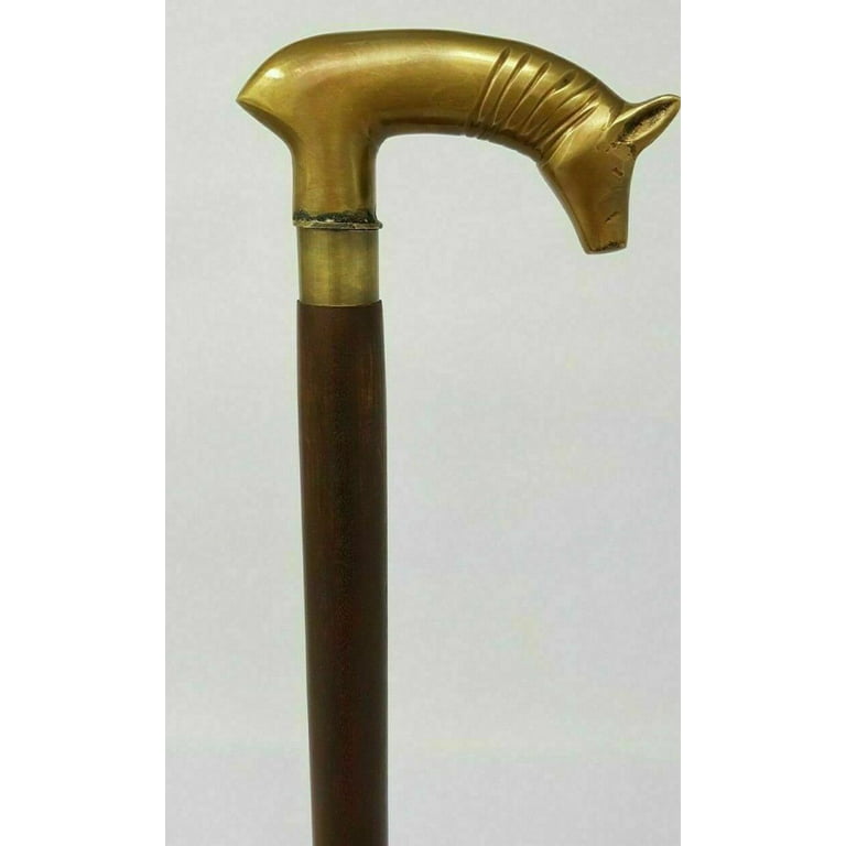 Vintage Antique Style Brass Handle Wood Victorian Walking Stick Cane  Handmade