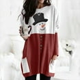 thumbnail image 2 of asdoklhq Christmas Clearance Clothing Under $5.00,Plus Size Women Long Sleeve Christmas Printed O-Neck Tops Tee T-Shirt Blouse, 2 of 3