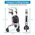 thumbnail image 3 of Planetwalk 3-Wheel Foldable Mobility Walker for Seniors - Lightweight Adjustable Frame (Purple), 3 of 9
