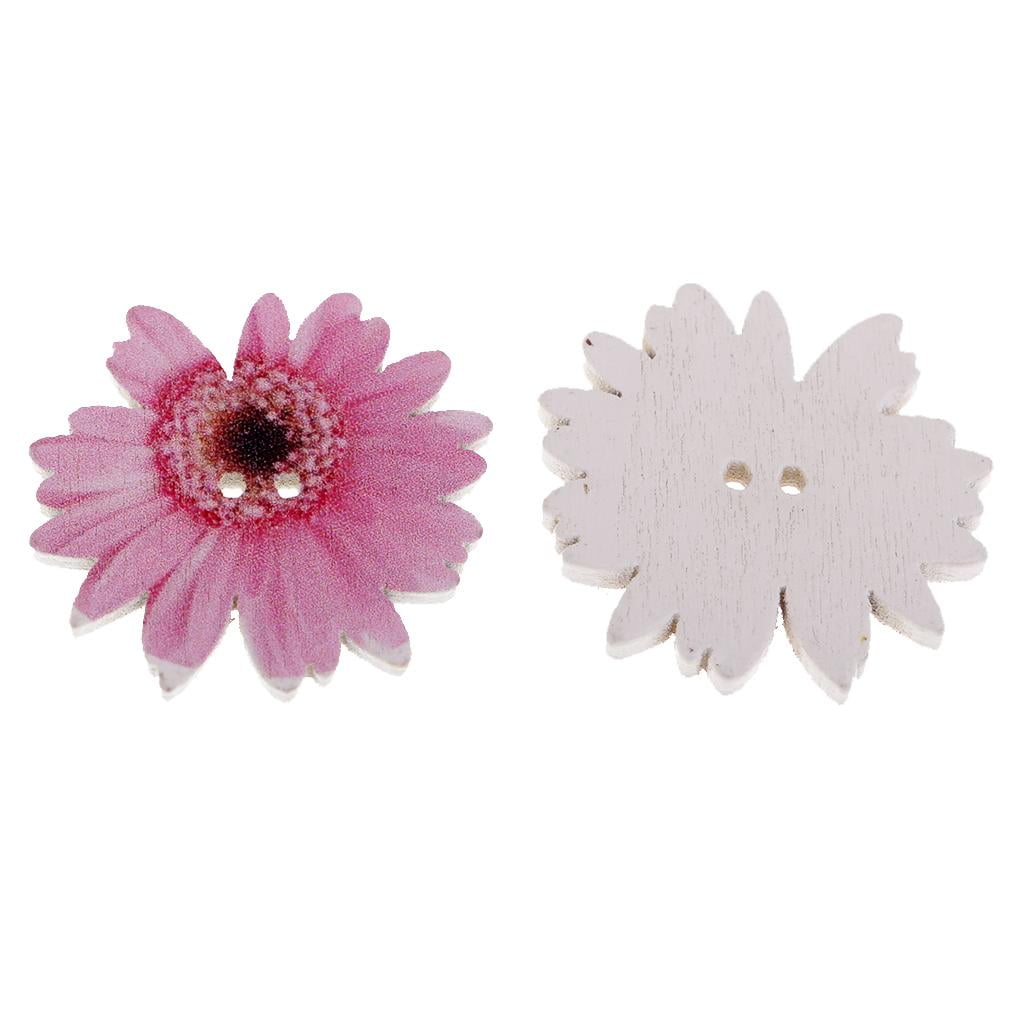 BLESIYA 5x1 pack Assorted Shape Wooden Buttons flatback beads Craft 25mm flower