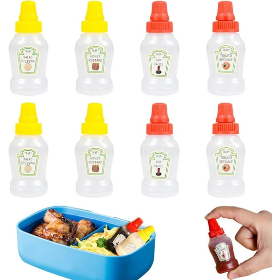 16 PCS Mini Ketchup Bottles, 25ml Condiment Squeeze Bottle, Plastic Containers for Sauces, Portable Small Squeeze Containers for Kids Picnic Honey Soy Sauce Salad Dressing