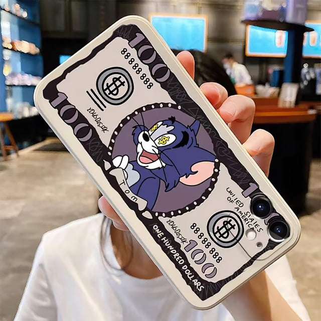 Funda de teléfono de gato y ratón para iPhone 11 12 13 14 Pro MAX 6 6S 7 8 Plus XS 12 13 Mini X XR SE20 billete de silicona protege la lente Tan Jianjun unisex