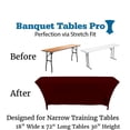 thumbnail image 2 of Burgundy Spandex 6 Foot x 18 Inches - Narrow Classroom Open Back Rectangular Training Table Fitted Tablecloth, 2 of 3