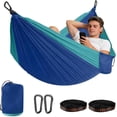 thumbnail image 3 of Senfot 300x200cm Double Camping Hammock, 210T Nylon Fabric, Portable Outdoor Travel Hanging Swing Blue, 3 of 8