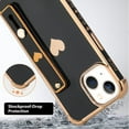 thumbnail image 2 of Designed for iPhone 14 PlusCase with Strap Luxury Love Heart Plating Gold Bumper Phone Cover Wristband Kickstand [Reinforced Corners] Shockproof Anti-Scratch Slim Case for Women-Black, 2 of 10