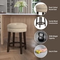 thumbnail image 4 of Hillsdale Furniture Krauss Wood Backless Counter Height Swivel Stool, Dark Brown with Linen Stone, 4 of 12