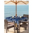 thumbnail image 2 of Outdoor Tablecloth with Umbrella Hole and Zipper, Christmas Elk Square Table Cloth 54x54 Inch Waterproof Tablecloth, Winter Santa Claus Xmas Snowflakes Navy Blue Picnic Table Cover for Patio Camping, 2 of 7