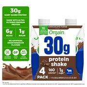 Orgain 30g Protein Shake, Dairy Based, Chocolate Fudge 11oz, 4ct