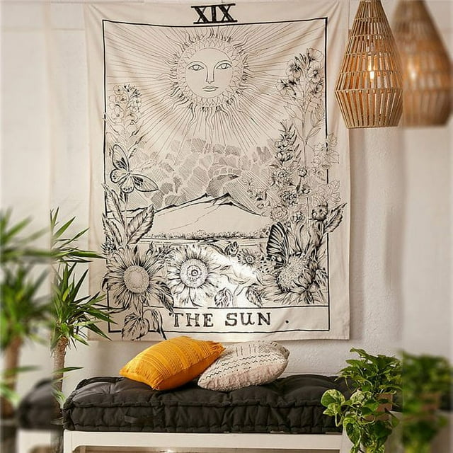 Tapiz de Tarot, tapiz de sol mágico, Sábana de cama, manta de tapiz grande, 150x130cm