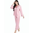thumbnail image 7 of LONXU Women's Satin Pajamas Long Sleeve With Long Pajama Pant Set Silk Soft Lounge Sets Button Down sleepwear 2 Piece Pjs Set Nightwear Set XS-XXXL, 7 of 7