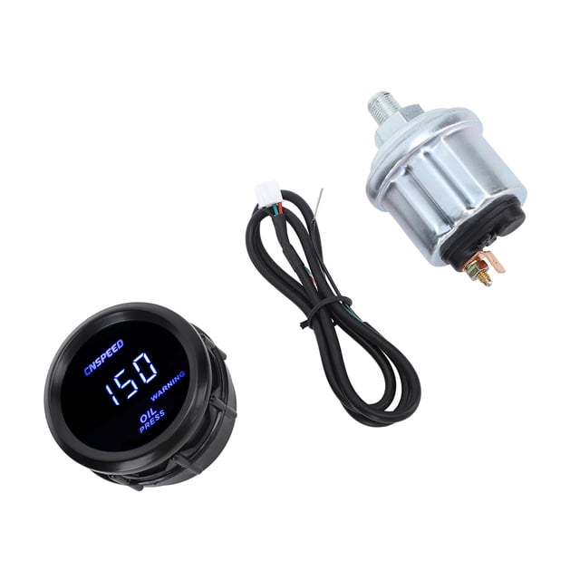 Digital Oil Pressure Gauge, High Oil Pressure Meter 52mm With Blue Back Light For 12v Vehicles
