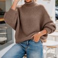 thumbnail image 5 of Fall Winter Women Long Sleeve Cable Knit Sweater Batwing Turtleneck Pullover, 5 of 6