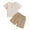 Khaki, variant on Baby Boy Outfits Toddler Short Sleeve Summer Gentleman Solid Color Tops Beach Holiday T Shirt and Shorts Casual Outfits Size 12-18 M