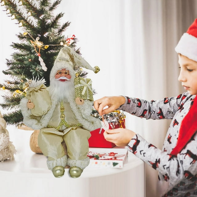 Xihbxyly Muñeco de Papá Noel Navideño, Adorable Decoración Navideña, Perfecto para Decorar Mesas, Adorno para Fiestas Navideñas, Ideal para El Hogar y La Oficina, Tamaño 40 X 18 Cm, Material de Tela