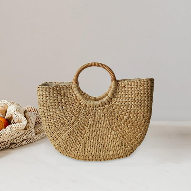 Bolso de playa tejido Yinane bolso de viaje de verano artesanal L