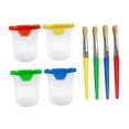 thumbnail image 1 of 4 Piezas Vasos para Pintura Infantil Recipientes Reutilizables con Tapas Seguras y Pinceles Juguete Colorido de Material PP Adecuado para Talleres de Arte Actividades Grupales Manualidades Niños, 1 of 8