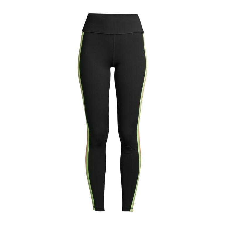 Ladies High Waist Black Dri-Fit Leggings with Gold Side Stripe