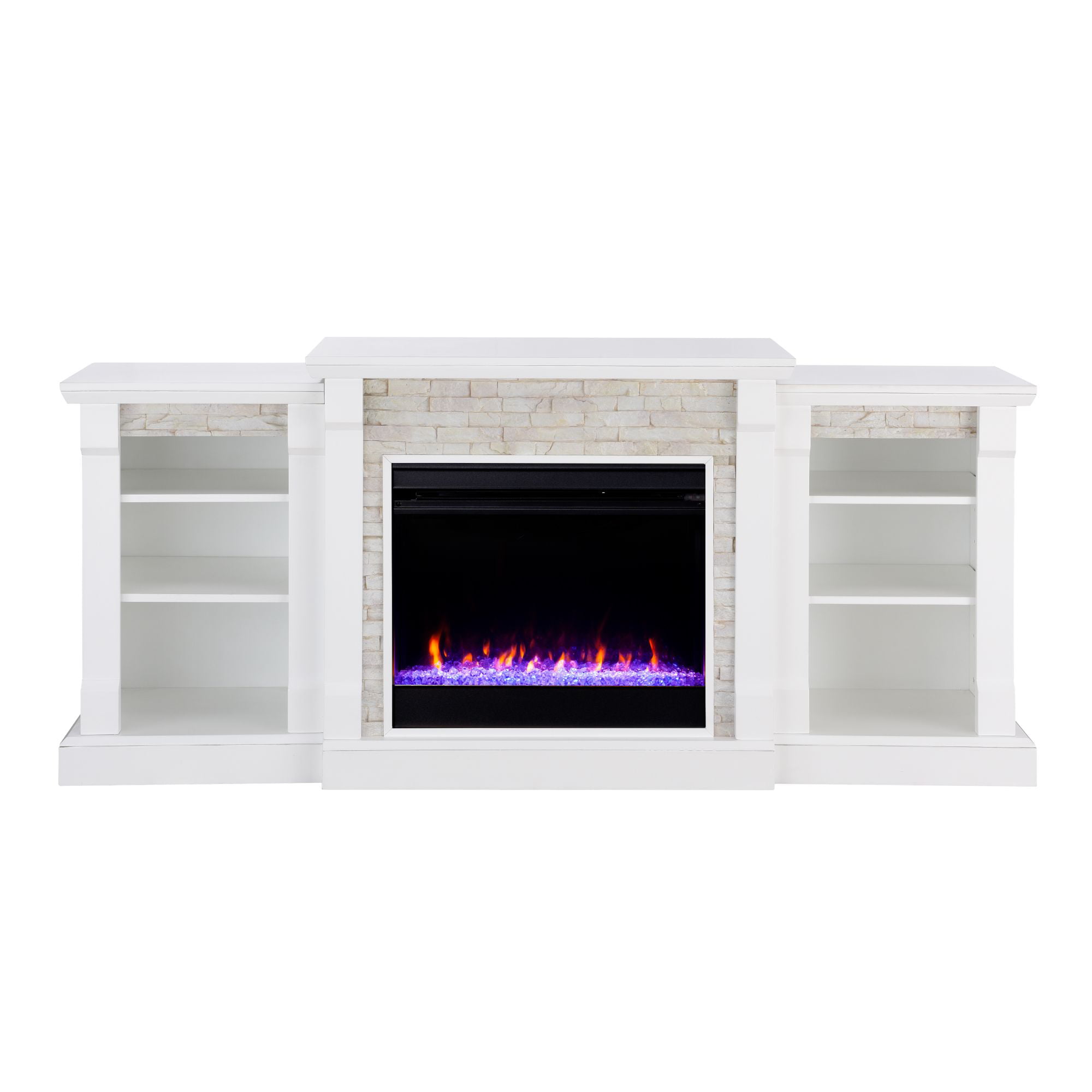71.75" White Solid Electric Fireplace with Bookcase - Walmart.com