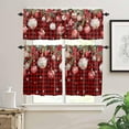 thumbnail image 6 of Christmas Kitchen Curtains and Valances Set, Rod Pocket Curtains Tier Farmhouse Window Curtains 36 Inch Length, Snowflake Flowers Ball Red Black Buffalo Plaid 3 Piece Kitchen Curtains Set, 6 of 6