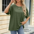 thumbnail image 4 of Plebaso Women's Casual T-Shirts Plain Short Sleeve Basic Tee Loose Summer Shirt Tops Solid Color, 4 of 7