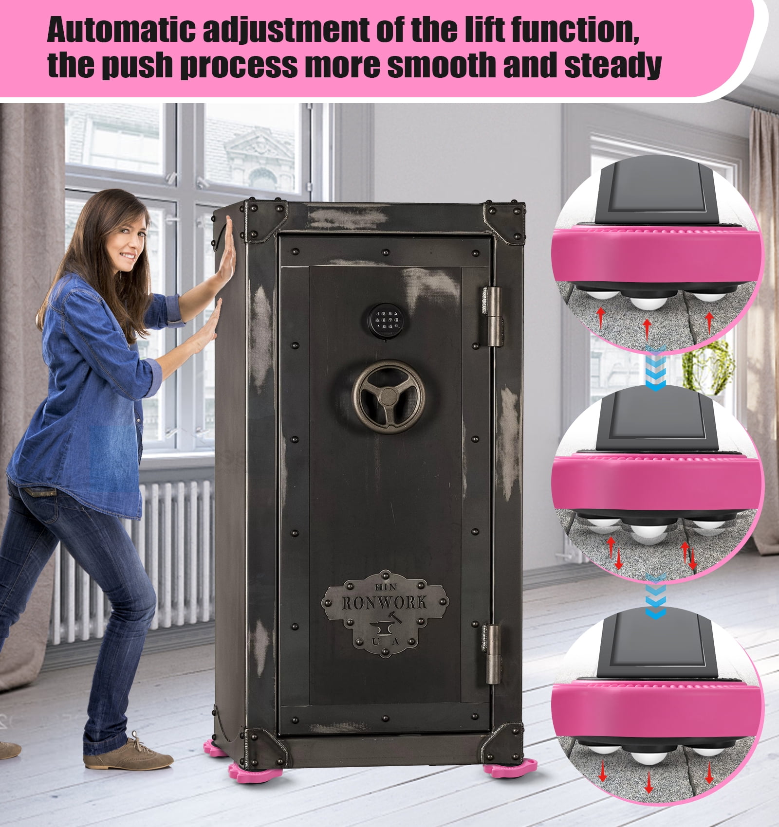 Furniture Lift Mover Tool Set - Furniture Movers Can Withstand Up to 800 Ibs, 360°Sliding Function, Furniture Lifter Have Self-Adjusting Bases， Heavy Item Furniture Moving Tool Without Falling