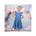 thumbnail image 2 of Sunny Fashion Girls Dress Royal Blue Front Button Swing Lace Flying Sleeve Vintage 5 Years, 2 of 7