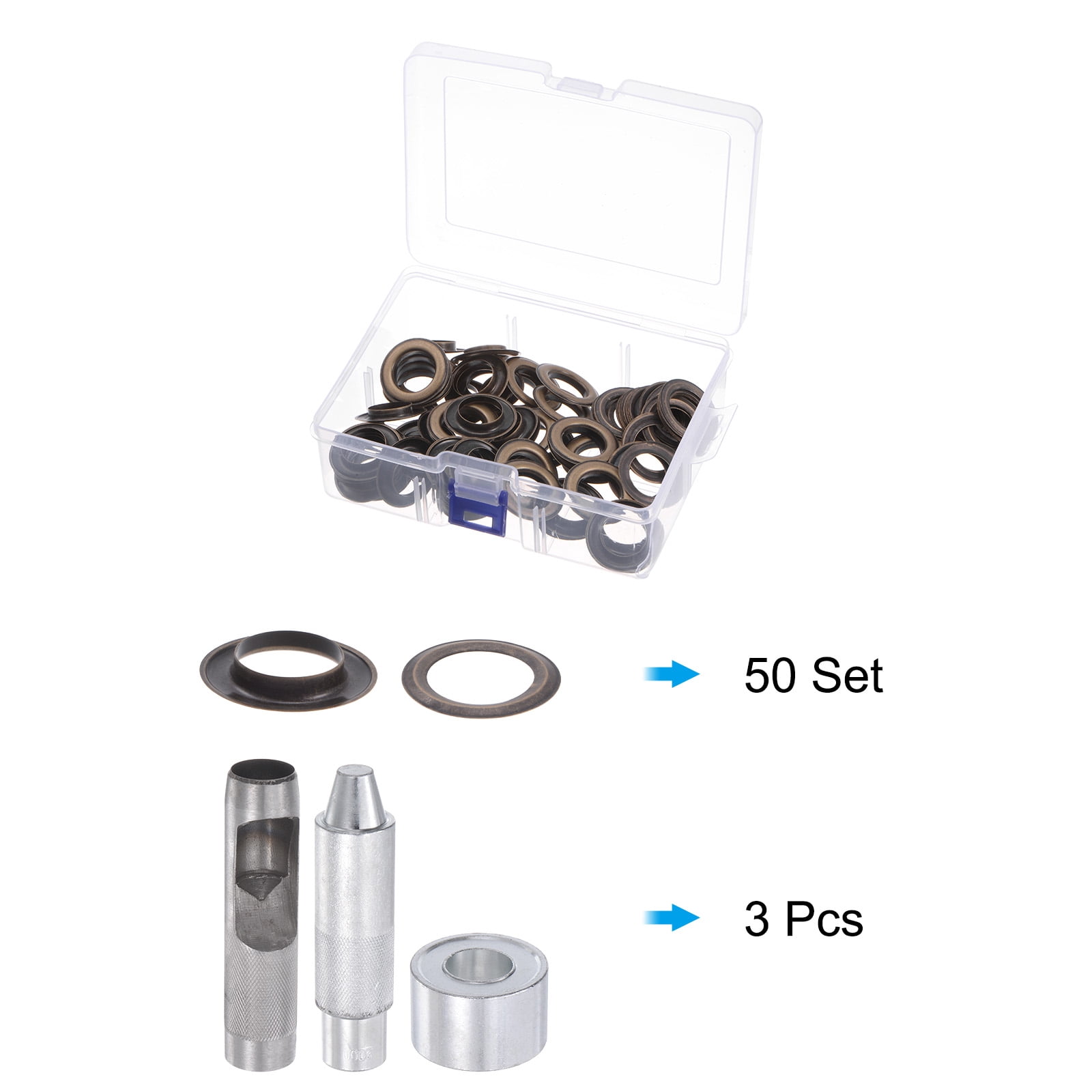 Grommet Kit 20mmx33mm Dia Copper Grommets Eyelets with Tools Brown, 50 Sets