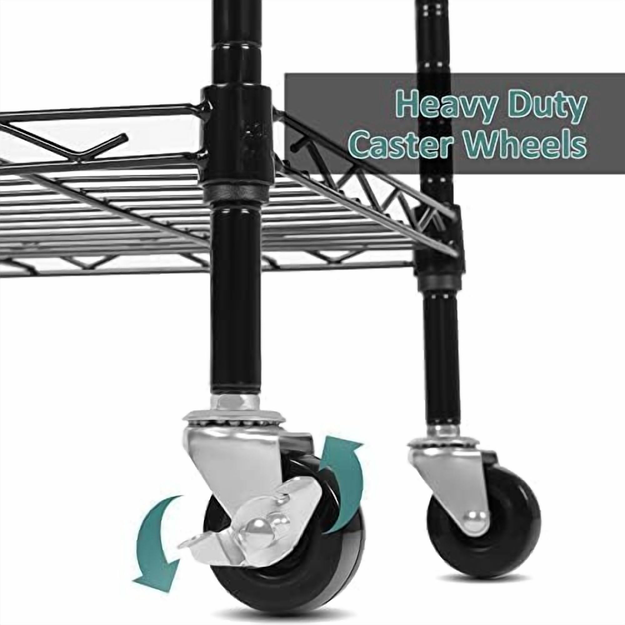 Sailvan 6-Tier 72"H Metal Storage Rack with Wheels, Slim Wire Shelving Unit for Pantry Kitchen Bathroom, Adjustable Shelves with Hooks, 530lbs Cap,Black