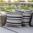 thumbnail image 3 of Outdoor Pillow Covers 26x26 Set of 2, Grey Navy Blue Striped Waterproof Patio Throw Pillow Covers for Couch Sofa Chair, Farmhouse Stripes Modern Abstract Art Decorative Pillowcases for Throw Pillows, 3 of 9
