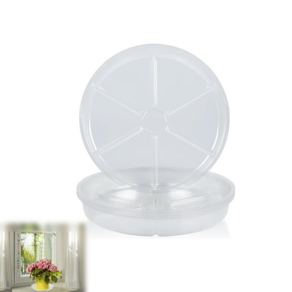 Planter Saucers,QZS Reusable Flower Pot Tray for Indoor,12Pack Portable Plant Water Drip Trays for Gardens,Balconies and Indoors,Clear,6"
