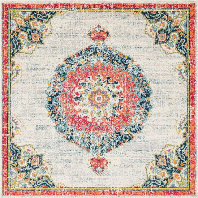 Unique Loom Penrose Center Medallion Rug8' x 8' Square Ivory/Blue