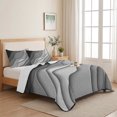 thumbnail image 5 of Queen Quilt Set 90''x96'', Black Grey Ombre Lightweight Bedspread Coverlet with 2 Pillow Shams, Modern Geometric Abstract Aesthetic Cream Breathable All Season Quilt Bedding for Bedroom/Guest Room, 5 of 9