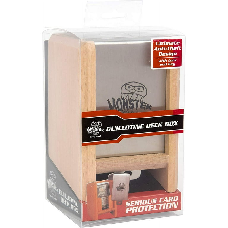 Monster Guillotine Wooden Deck Box -Trading Card Case w/Anti-Theft Lock &  Key Metal Closure -Holds 100 Sleeved TCGs- Compatible w Yugioh, Magic The  ...