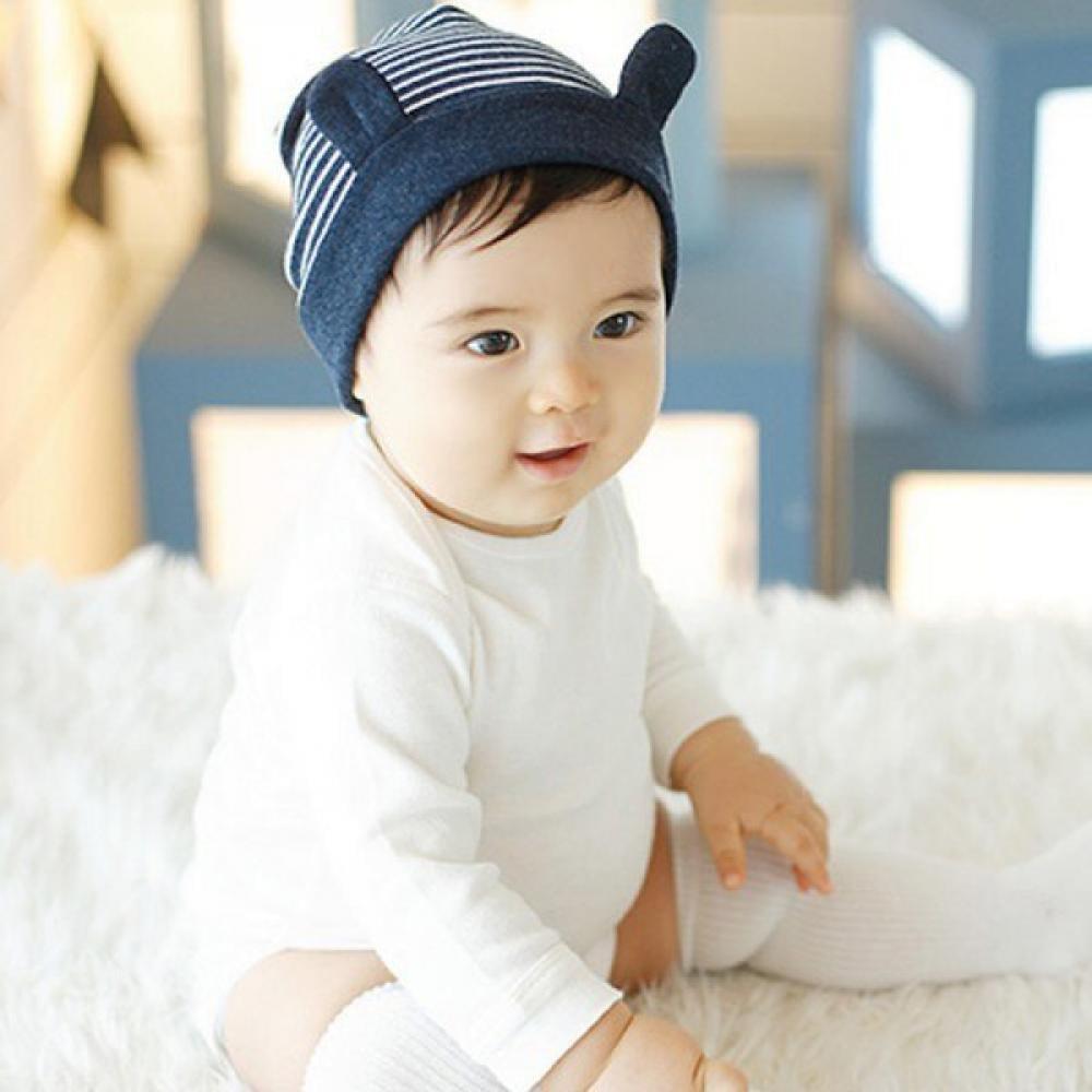 Xmarks Newborn Hats Baby Hats Cute Little Ears Stripe Cotton Baby