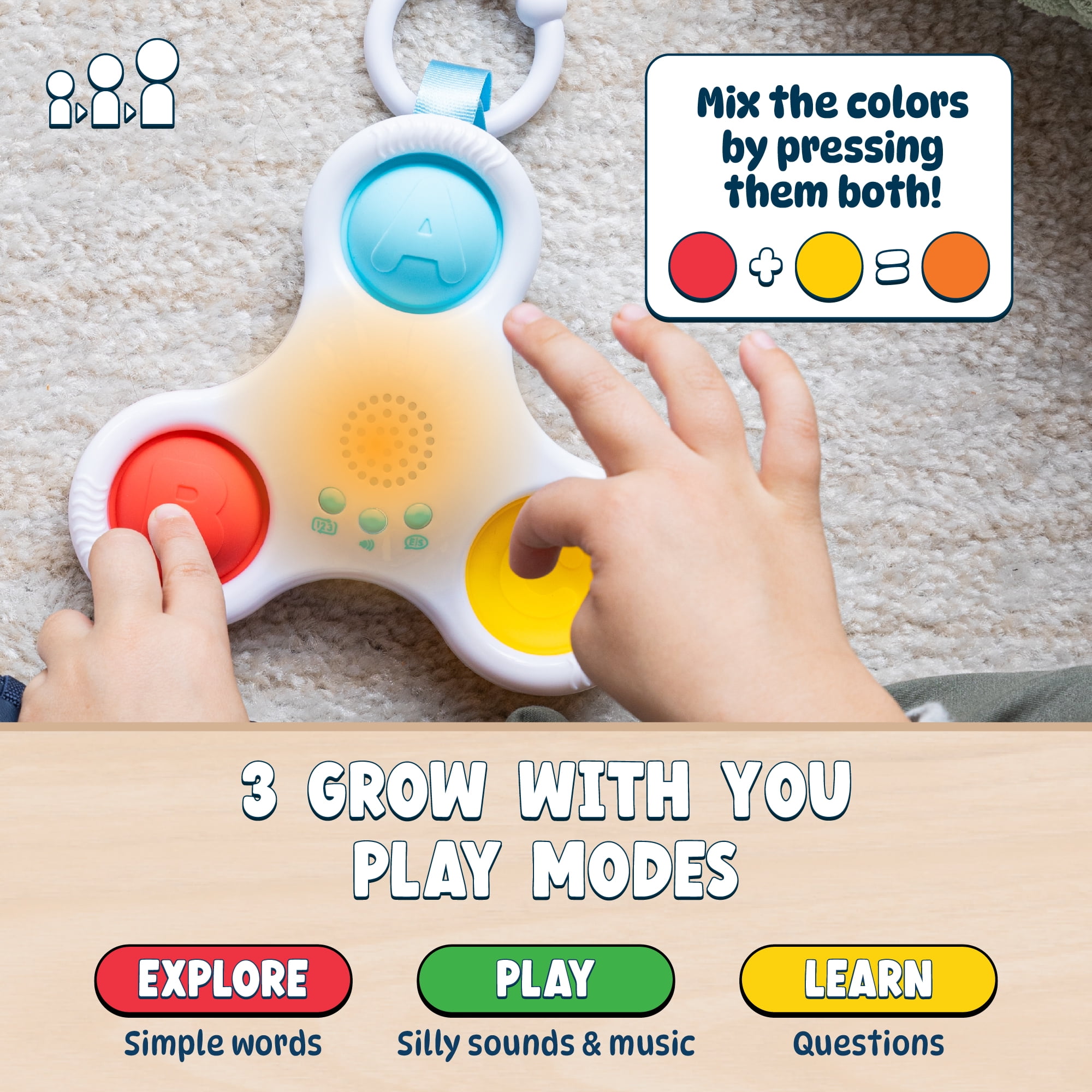 Chuckle & Roar Pop It & Learn Mini Educational and Electronic Popping Toy for Children Ages 6 months to 2+ years by Buffalo Games