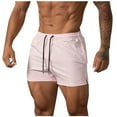 thumbnail image 2 of DDAPJ pyju Men's 3" Inseam Workout Shorts Breathable Drawstring Elastic Waist Gym Athletic Shorts Lightweight Bodybuilding Training Short Pants with Pockets Pink XL, 2 of 6