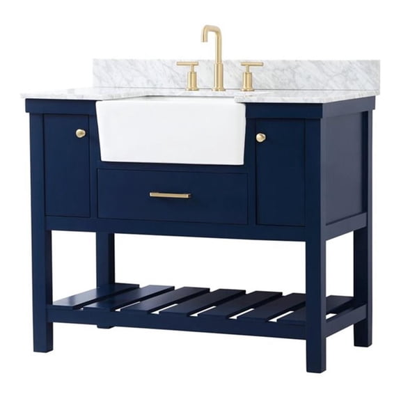 Elegant Decor Clement 42" MDF Single Bathroom Vanity with Backsplash in Blue