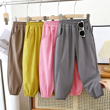 Baby Boy Pants Youth Summer Lightweight Nylon Jogger Cargo Trousers Loose Breathable Boys Coffee 3-4Y