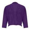 thumbnail image 3 of Womens Trendy Cropped Sequin Jackets Dressy Long Sleeve Short Comfy Cardigan Lightweight Going Out Glitter Sparkling Shrugs Soft Breathable Solid Shirts Beach Vacation Outfits, Purple S, 3 of 4