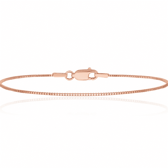 10K Solid Rose Pink Gold 0.9mm Box Link Chain Anklet Summer Beach Foot Ankle Bracelet