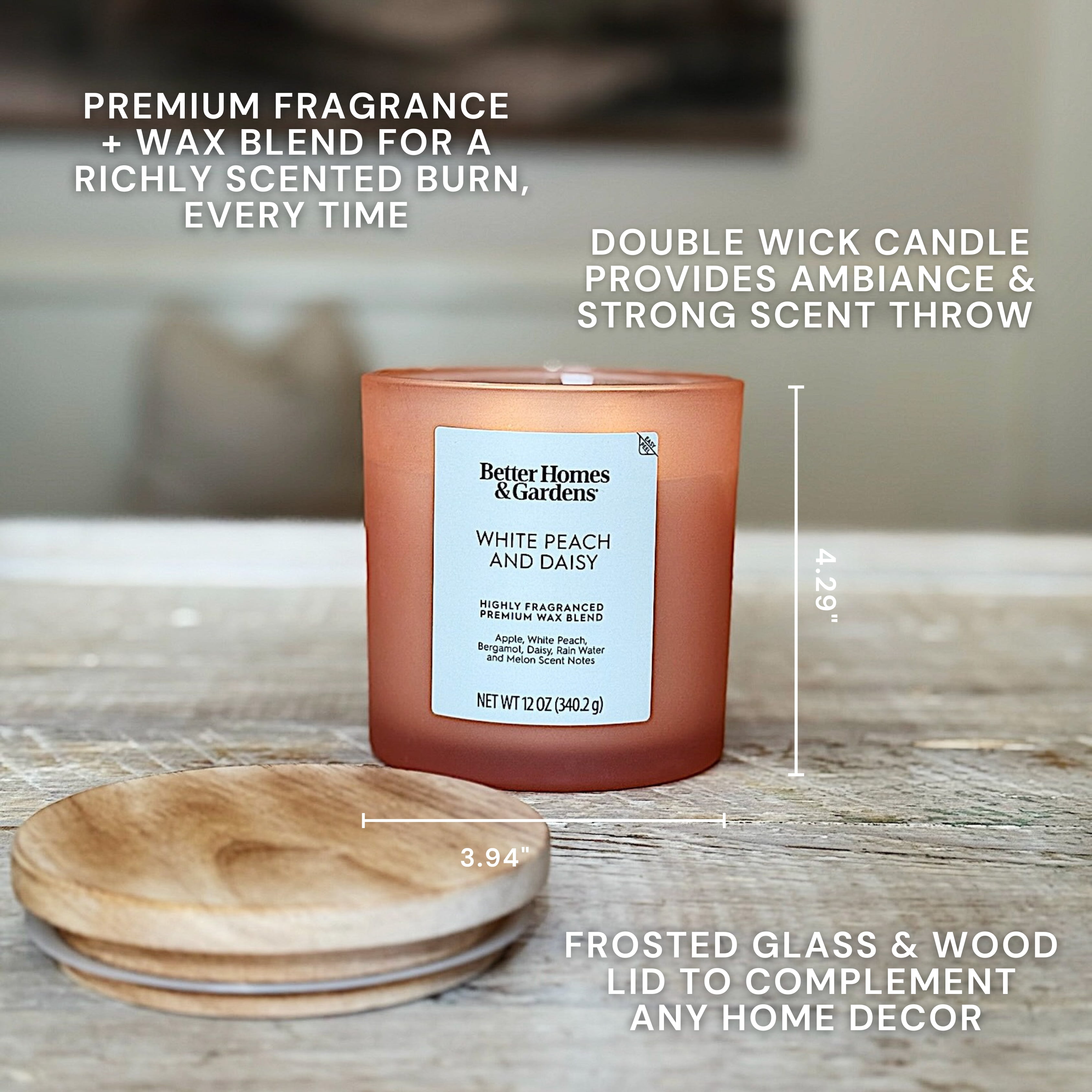 (4 pack) Better Homes & Gardens Pineapple & Ginger Scented 12oz 2-wick Candle